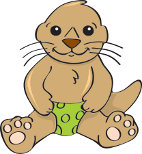 otter baby in diaper sitting - otter baby 1