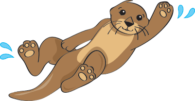 character_8 otter backstroke with water droplets